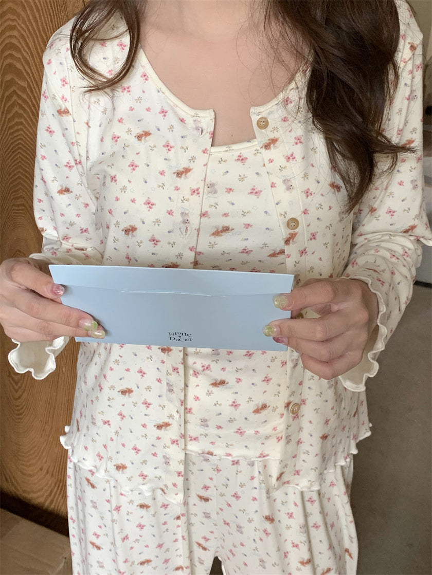 イヌネコ総柄3セットパジャマ