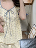 小花柄ダイヤモンドネックセットアップパジャマ
