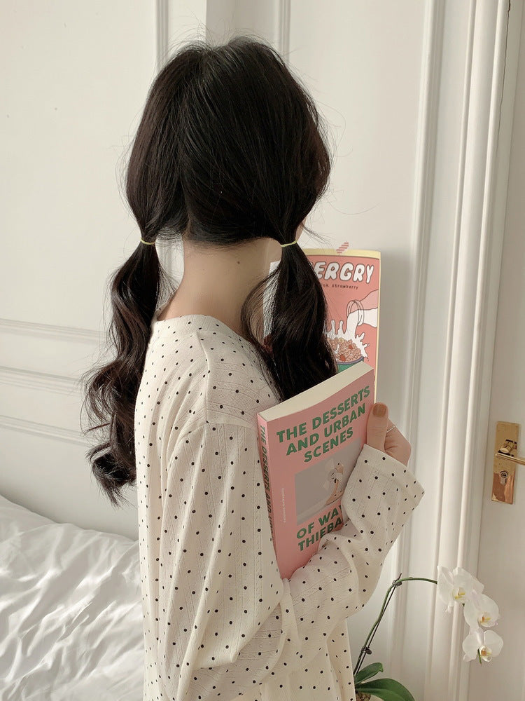 ドット柄ポインテールセットアップパジャマ