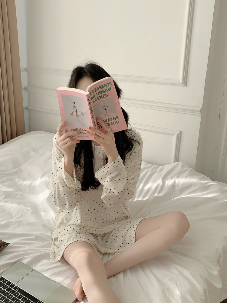 ドット柄ポインテールセットアップパジャマ