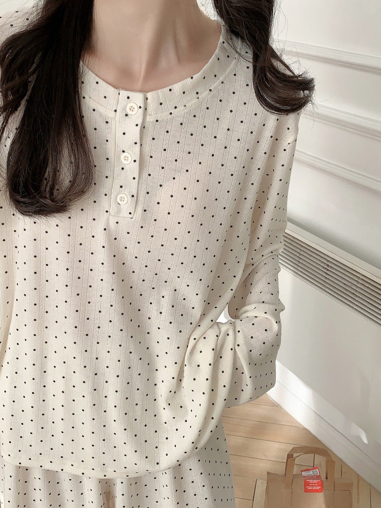 ドット柄ポインテールセットアップパジャマ