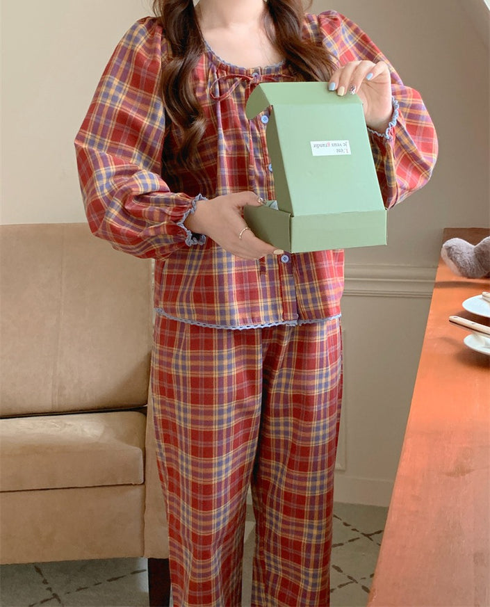 レッドタータンチェックセットアップパジャマ