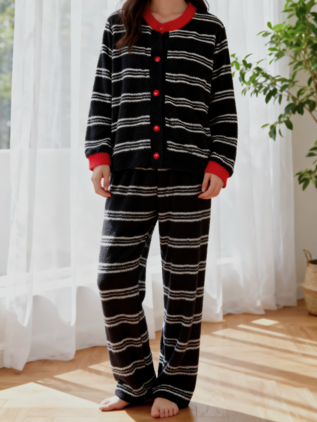 ボーダーカジュアルセットアップパジャマ
