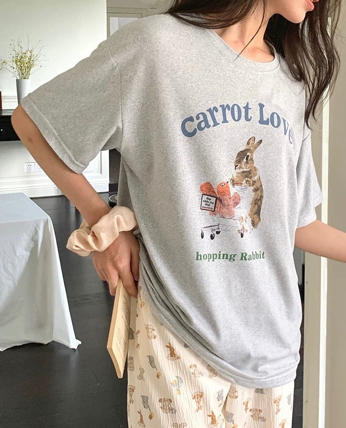 ラビットTシャツセットアップパジャマ