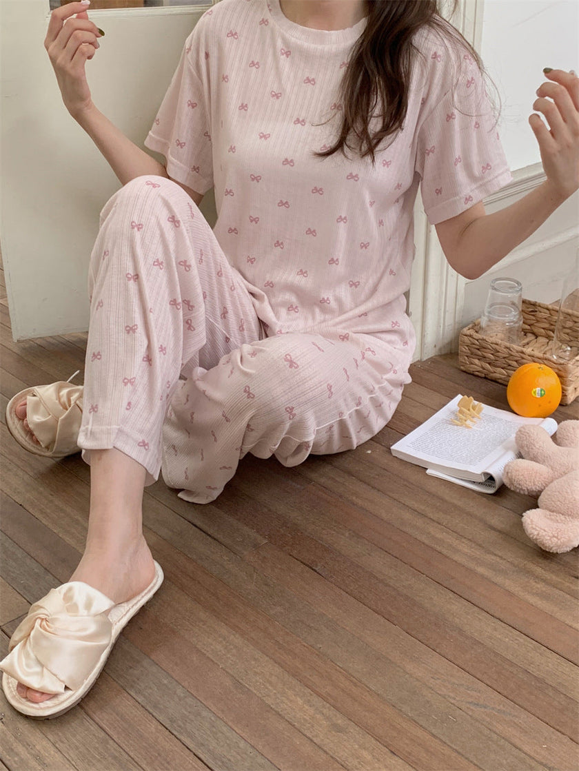 リボンシャワーリラックス半袖セットアップパジャマ