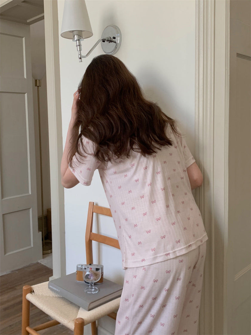リボンシャワーリラックス半袖セットアップパジャマ