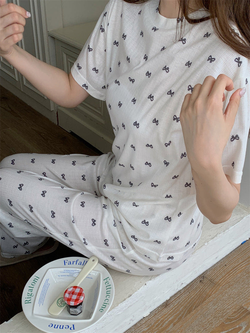 リボンシャワーリラックス半袖セットアップパジャマ