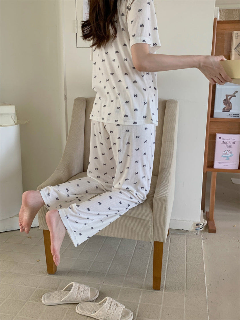 リボンシャワーリラックス半袖セットアップパジャマ