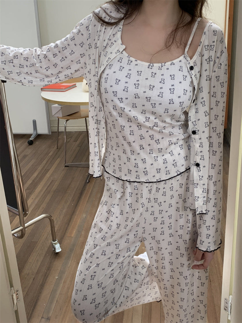 ベア総柄3点セットアップパジャマ