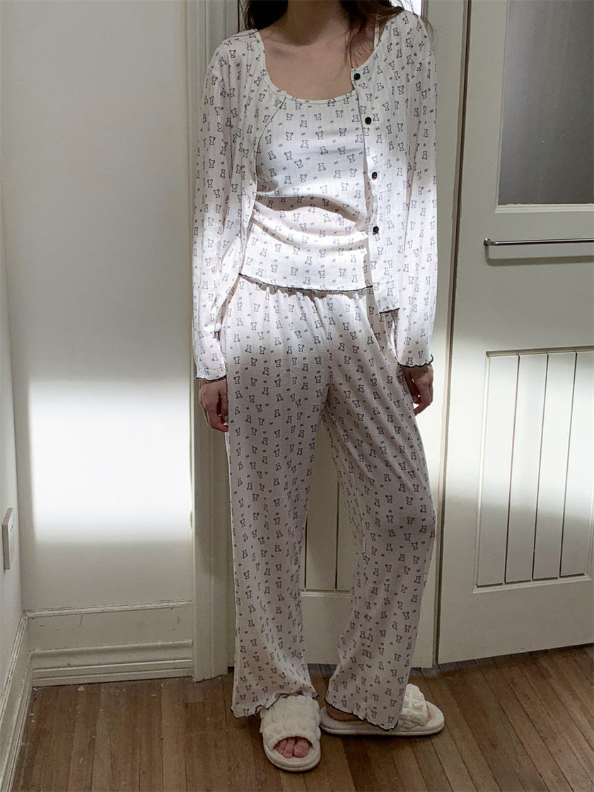 ベア総柄3点セットアップパジャマ