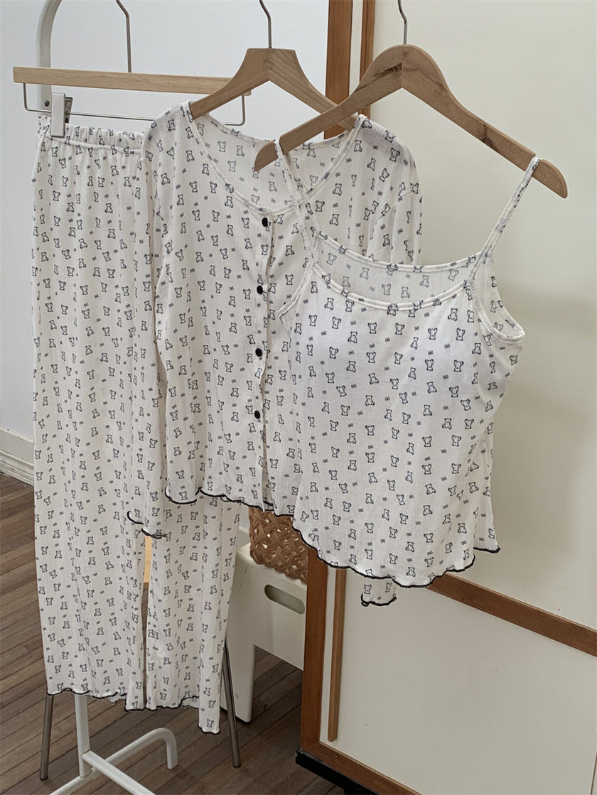 ベア総柄3点セットアップパジャマ