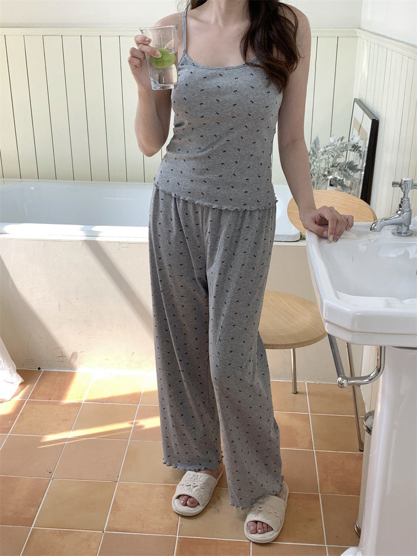 胸パッド付スモールリボンシャワーセットアップパジャマ