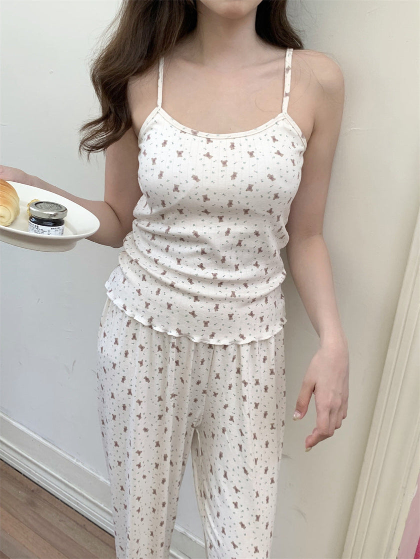 胸パッド付ベアシャワーセットアップパジャマ