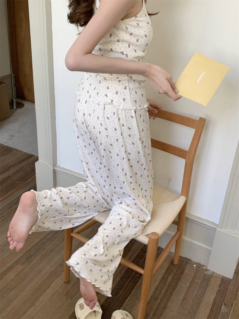 胸パッド付ベアシャワーセットアップパジャマ