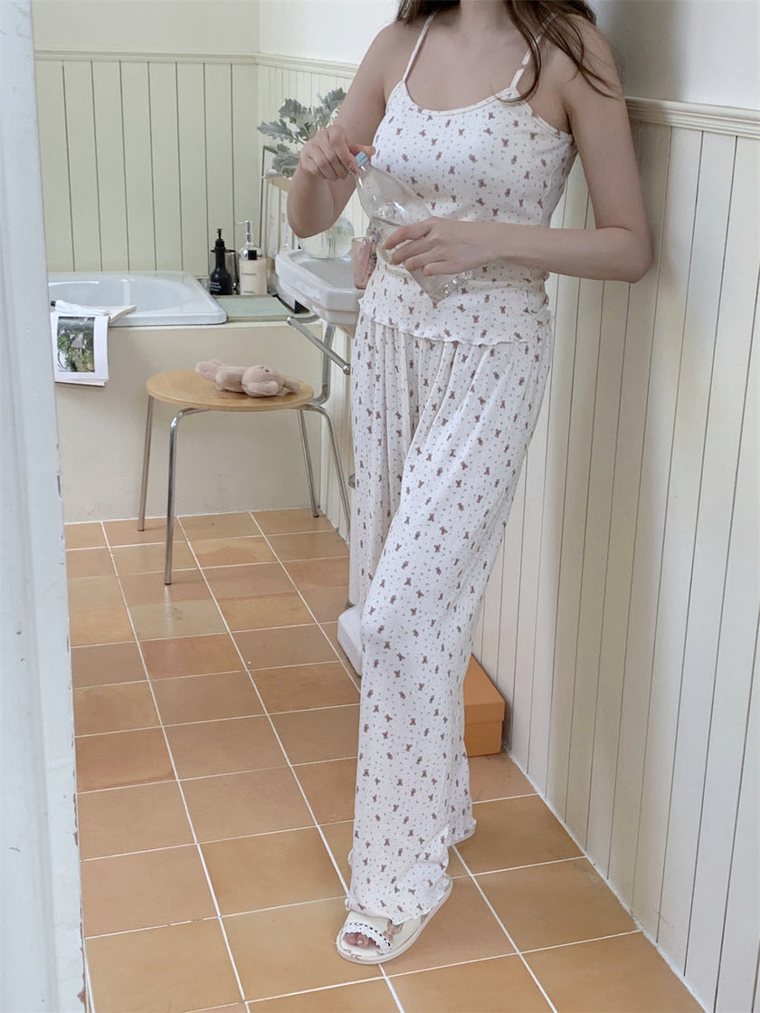 胸パッド付ベアシャワーセットアップパジャマ