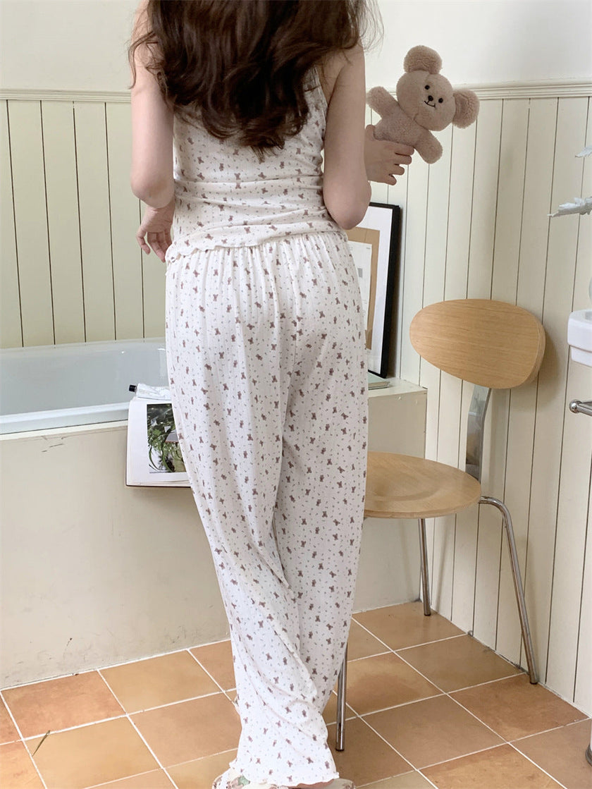 胸パッド付ベアシャワーセットアップパジャマ