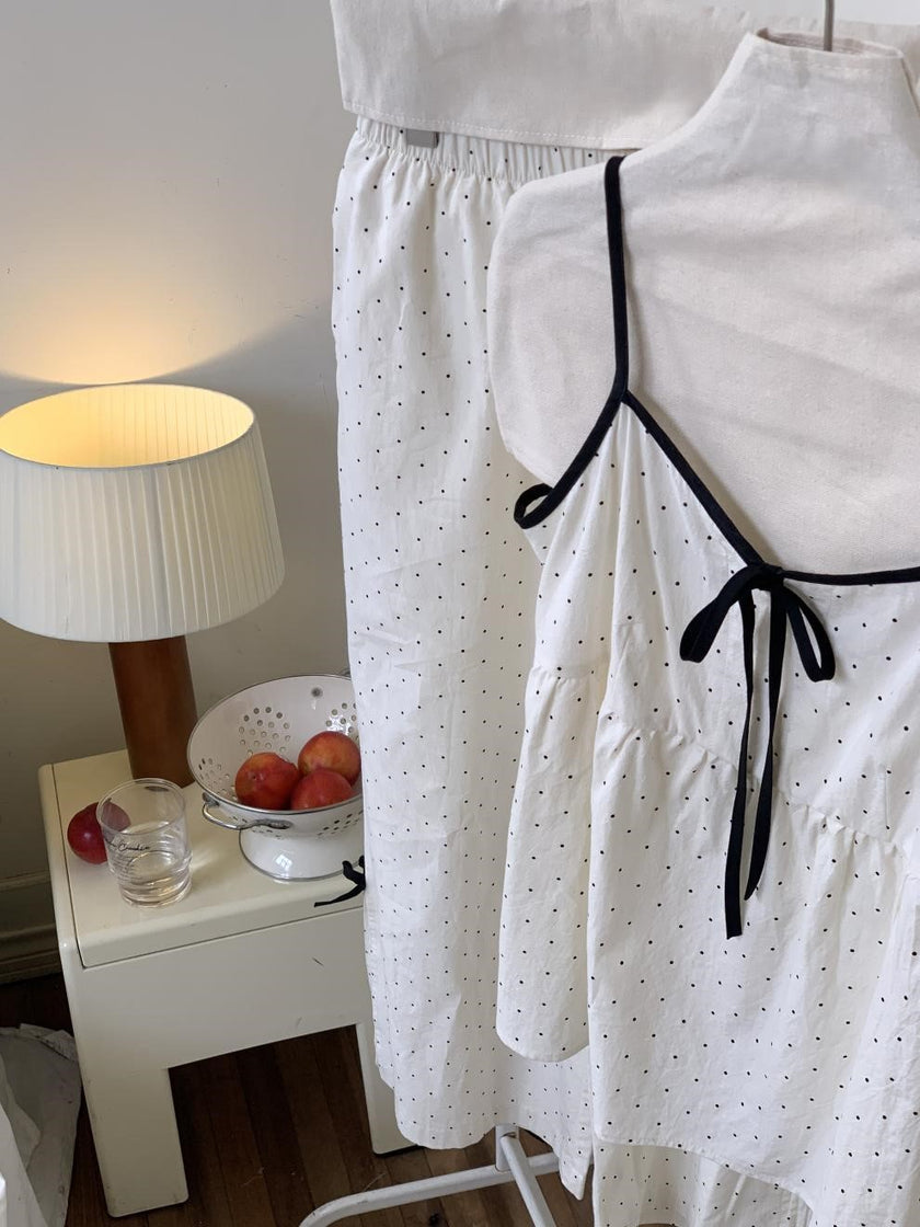 キャミソールドットリボンセットアップパジャマ