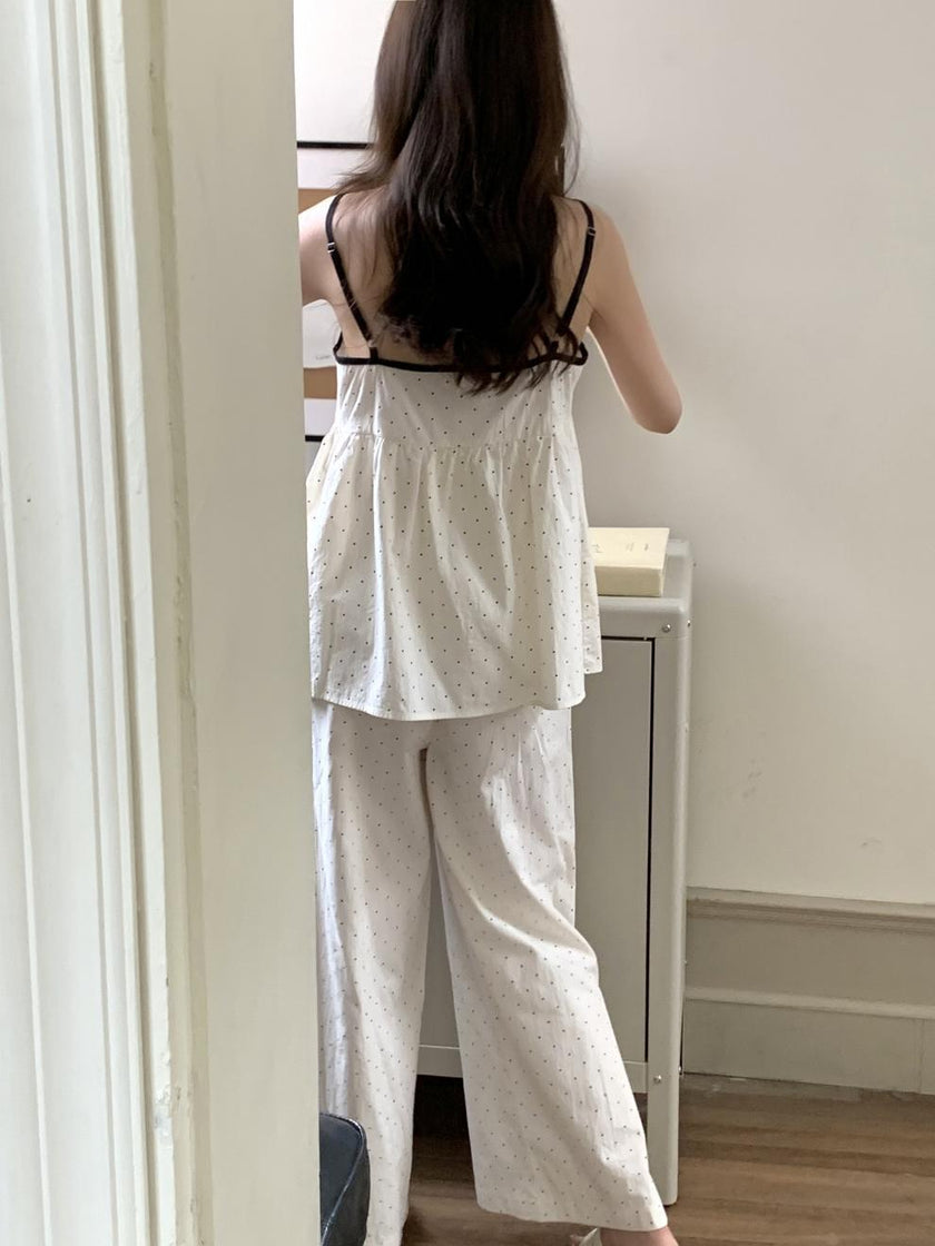 キャミソールドットリボンセットアップパジャマ