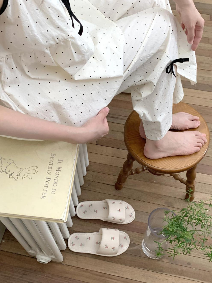 キャミソールドットリボンセットアップパジャマ