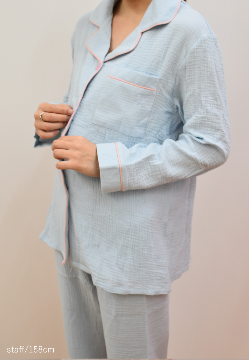 ポップカラーパイピングセットアップパジャマ